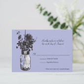 RSVP Card Mason Jar und Wildblumen (Stehend Vorderseite)