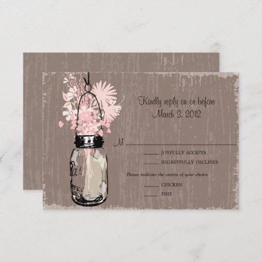 RSVP Card Mason Jar und Wildblumen (Vorne/Hinten)