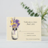 RSVP Card Mason Jar und Wildblumen Karte (Stehend Vorderseite)