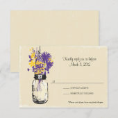 RSVP Card Mason Jar und Wildblumen Karte (Vorne/Hinten)