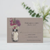 RSVP Card Mason Jar und Wildblumen Karte (Stehend Vorderseite)