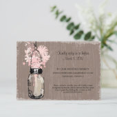 RSVP Card Mason Jar und Wildblumen Karte (Stehend Vorderseite)