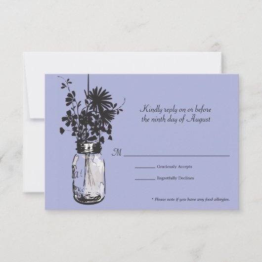 RSVP Card Mason Jar und Wildblumen Karte (Vorderseite)
