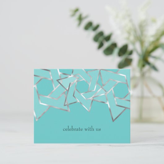 RSVP Card Metallic Look Star von David Einladung (Stehend Vorderseite)