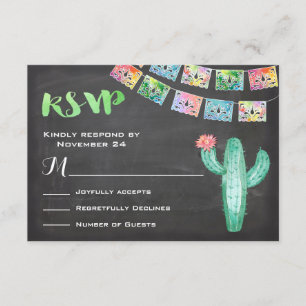 RSVP Card Mexican Wedding Watercolor Cactus Karte