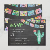 RSVP Card Mexican Wedding Watercolor Cactus Karte (Vorne/Hinten)