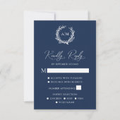RSVP Card Navy Blue Coral Reef Nautical Wedding Karte (Vorderseite)