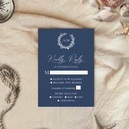 RSVP Card Navy Blue Coral Reef Nautical Wedding Karte