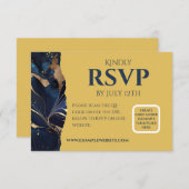 RSVP Card Navy Blue & Gold Marble Theme Begleitkarte (Vorne/Hinten)