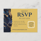 RSVP Card Navy Blue & Gold Marble Theme Begleitkarte (Vorderseite)
