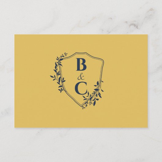 RSVP Card Navy Blue & Gold Marble Theme Begleitkarte (Rückseite)
