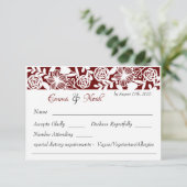 RSVP Card Open-Work Elegant Maroon Wedding Karte (Stehend Vorderseite)
