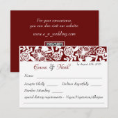RSVP Card Open-Work Elegant Maroon Wedding Karte (Vorne/Hinten)