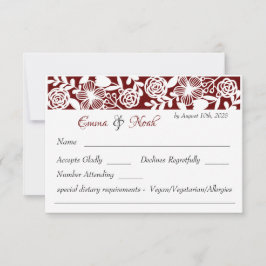 RSVP Card Open-Work Elegant Maroon Wedding Karte