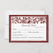 RSVP Card Open-Work Elegant Maroon Wedding Karte (Vorderseite)