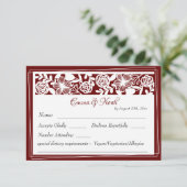 RSVP Card Open-Work Elegant Maroon Wedding Karte (Stehend Vorderseite)