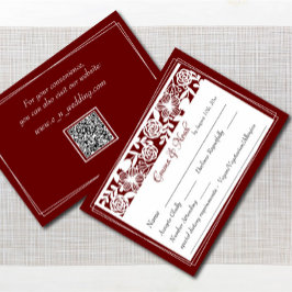 RSVP Card Open-Work Elegant Maroon Wedding Karte