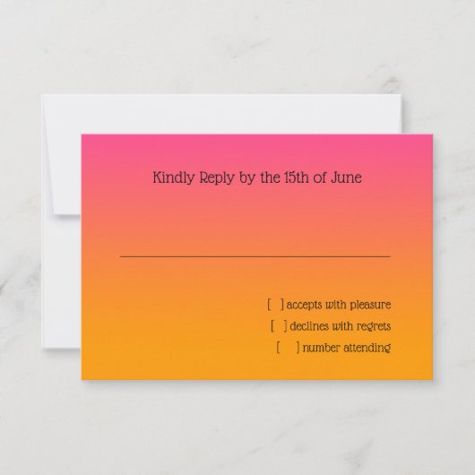RSVP Card Orange to Pink Ombre with Star (Vorderseite)