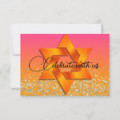 RSVP Card Orange to Pink Ombre with Star (Rückseite)