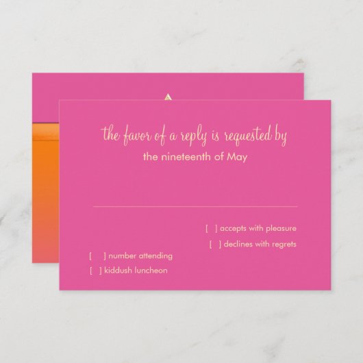 RSVP Card Orange und Pink Ombre Star Einladung (Vorne/Hinten)