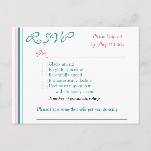 RSVP Card Postkarte (Vorderseite)