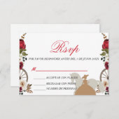 RSVP Card Quinceanera Red Charra Watercolor Dankeskarte (Vorne/Hinten)