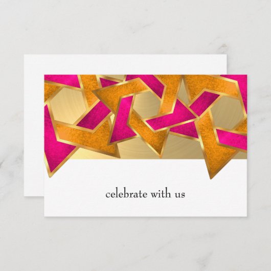 RSVP Card Rosa Orange Star von David auf einer bel Einladung (Vorne/Hinten)