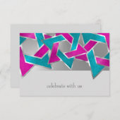 RSVP Card Rosa Türkisfarbener Stern von David Any Einladung (Vorne/Hinten)