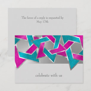 RSVP Card Rosa Türkisfarbener Stern von David Any  Einladung