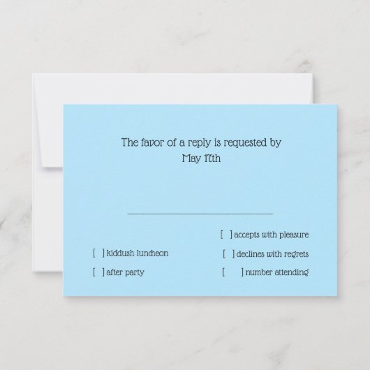 RSVP Card Rosa Türkisfarbener Stern von David Einladung (Rückseite)