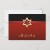 RSVP Card Rot und Schwarzer Ombre Star Einladung (Rückseite)