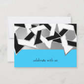 RSVP Card Schwarz-weißer David-Star auf einer beli Einladung (Vorderseite)