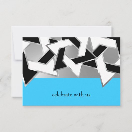 RSVP Card Schwarz-weißer David-Star auf einer beli Einladung (Vorderseite)