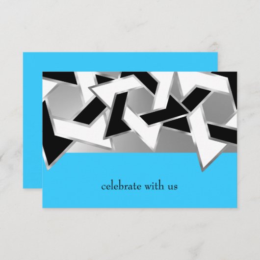 RSVP Card Schwarz-weißer David-Star auf einer beli Einladung (Vorne/Hinten)