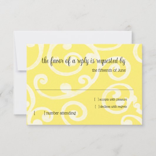 RSVP Card Scroll Muster gelb (Vorderseite)