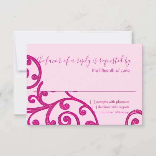 RSVP Card Scroll Muster rosa (Vorderseite)