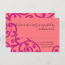 RSVP Card Scroll Muster rosa
