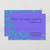 RSVP Card Scroll Pattern Aqua (Vorne/Hinten)