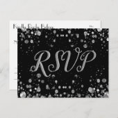 RSVP Card Silver Confetti Einladungspostkarte (Vorne/Hinten)