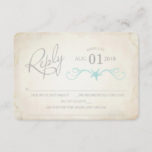 RSVP Card, Starfish Beach Wedding Einladung