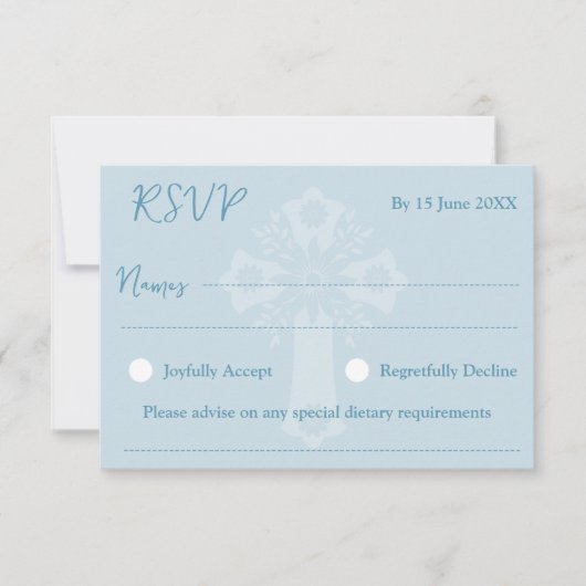 RSVP Card Style 1 Blumenkreuz Blau (Vorderseite)
