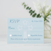 RSVP Card Style 1 Blumenkreuz Blau Karte (Stehend Vorderseite)