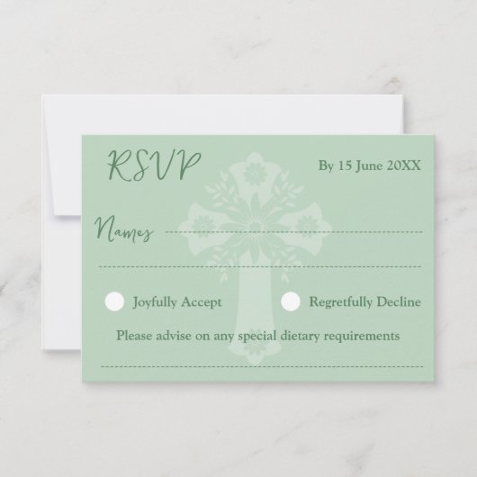 RSVP Card Style 1 Blumenkreuz Grün (Vorderseite)