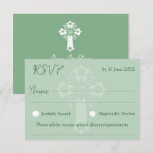 RSVP Card Style 1 Blumenkreuz Grün (Vorne/Hinten)