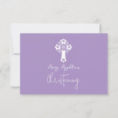 RSVP Card Style 1 Floral Cross Taufe Lilac (Rückseite)