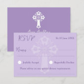 RSVP Card Style 1 Floral Cross Taufe Lilac (Vorne/Hinten)