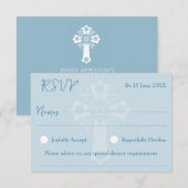 RSVP Card Style 2 Blumenkreuz Blau Karte (Vorne/Hinten)