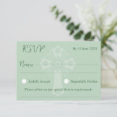 RSVP Card Style 2 Blumenkreuz Grün (Stehend Vorderseite)