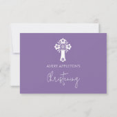 RSVP Card Style 2 Floral Cross Taufe Lilac (Rückseite)