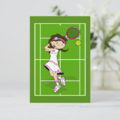 RSVP Card Tennis Girl (Stehend Vorderseite)